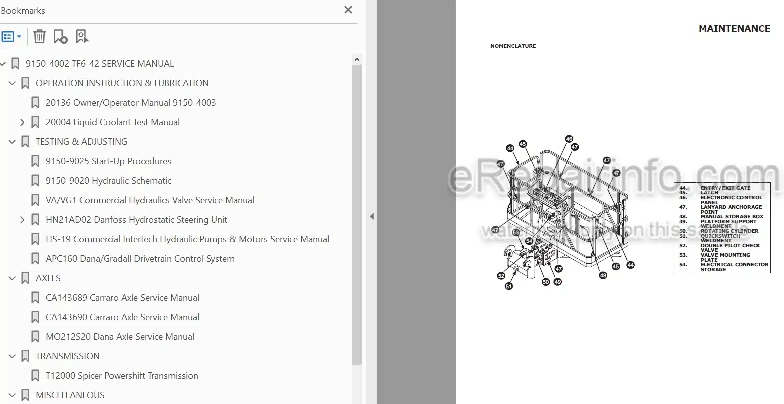Photo 5 - JLG Gradall TF6-42 Service Manual Telehandler
