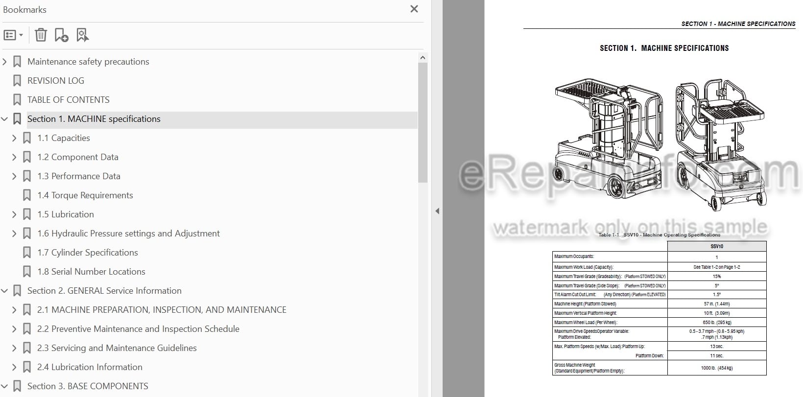Photo 3 - JLG SSV10 Service And Maintenance Manual Vertical Mast