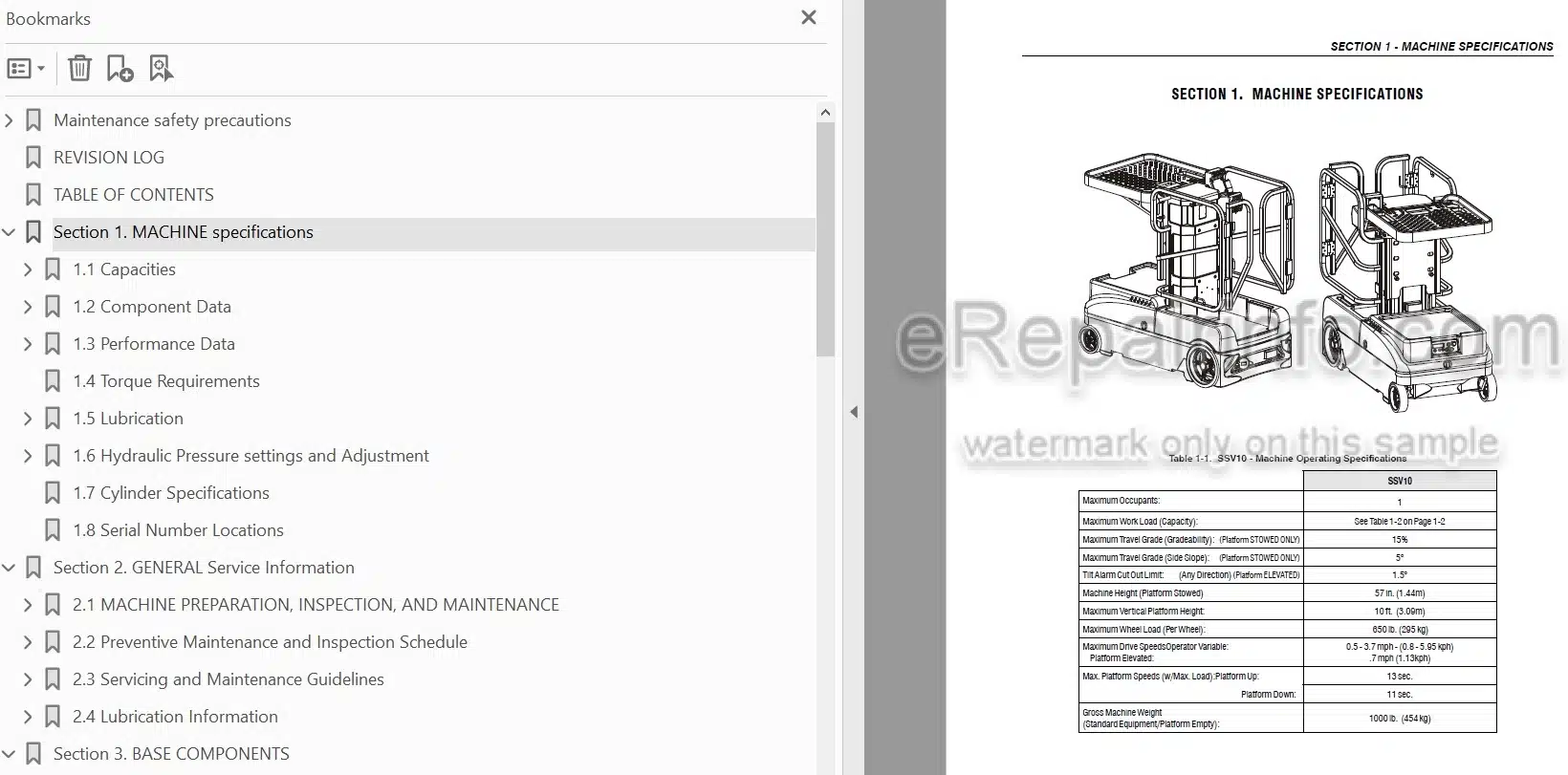 Photo 3 - JLG SSV10 Service And Maintenance Manual Vertical Mast