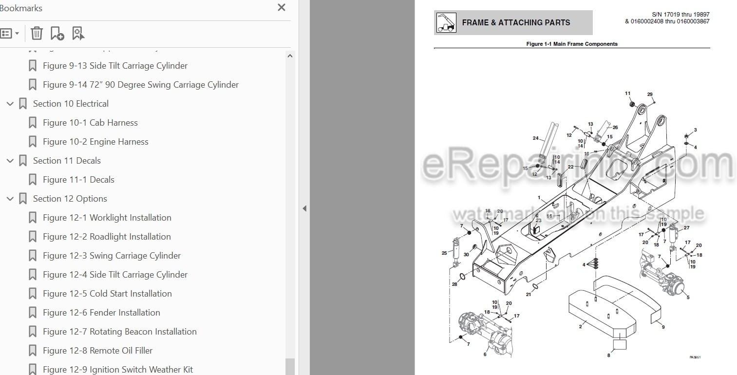 Photo 3 - JLG Skytrak 6042 Illustrated Parts Manual Telehandler SN 17019 thru 19897 And 0160002408 And After