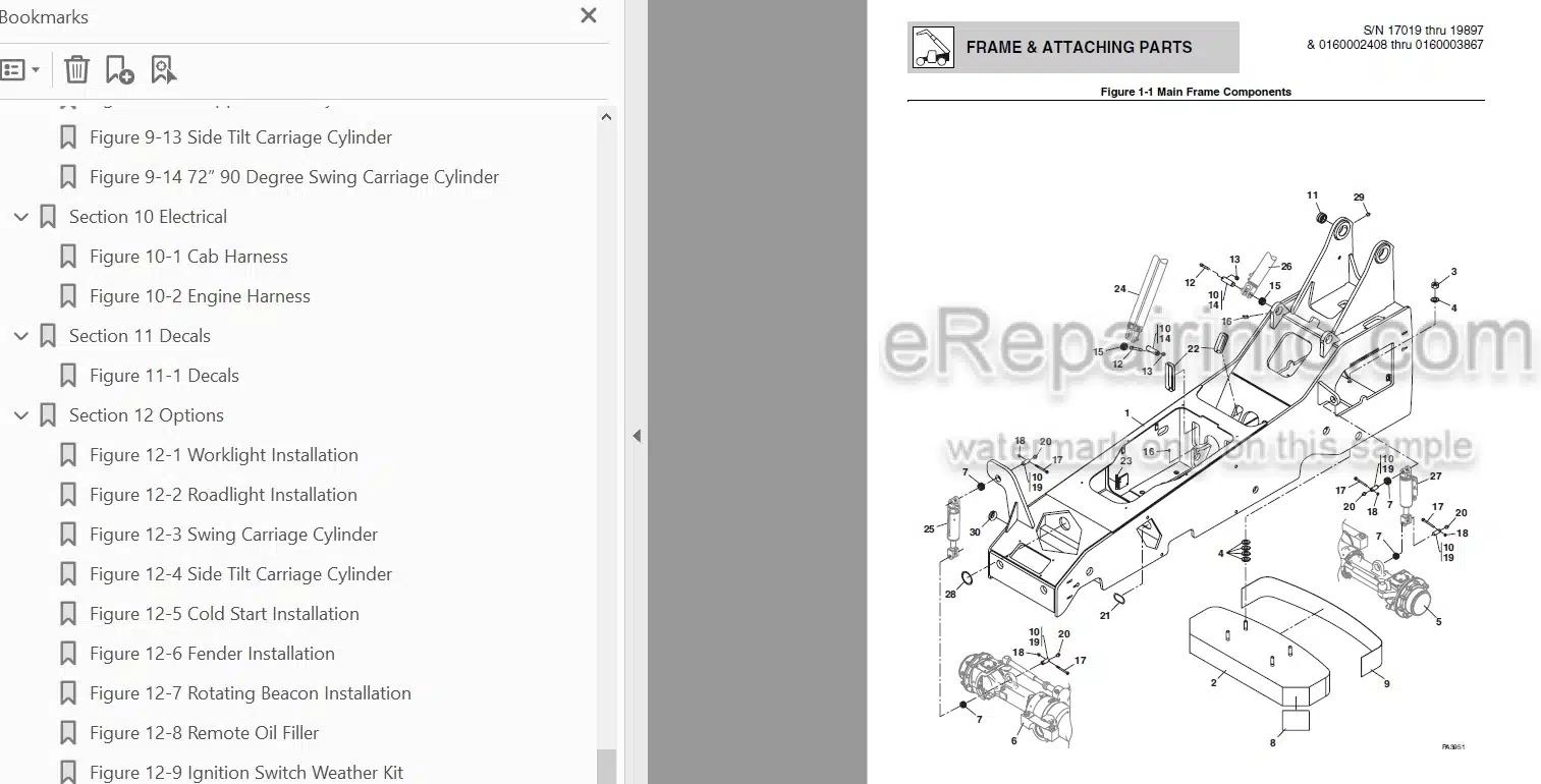 Photo 3 - JLG Skytrak 6042 Illustrated Parts Manual Telehandler SN 17019 thru 19897 And 0160002408 And After