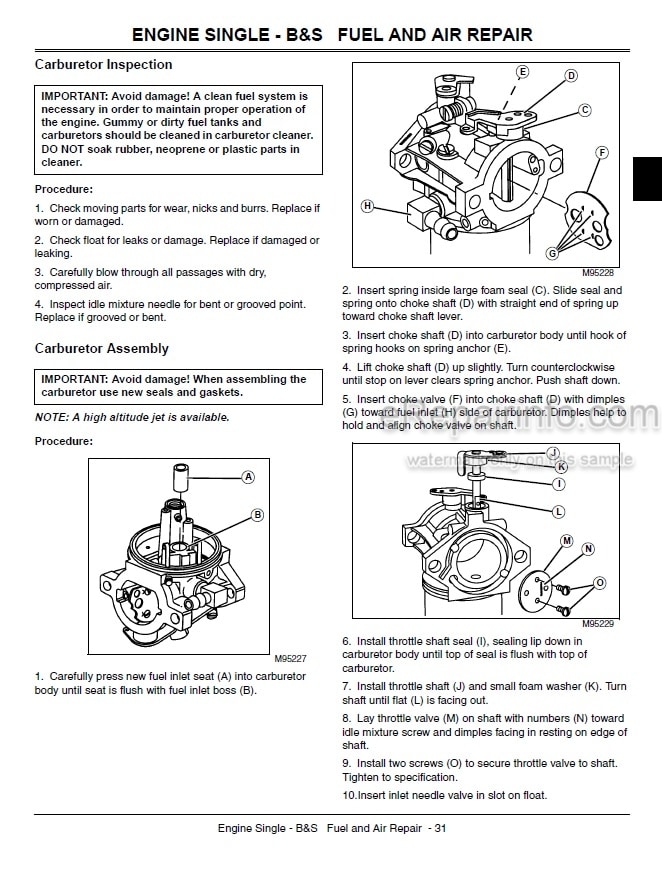 Photo 3 - John Deere 102 115 125 135 145 155C 190C Technical Manual Lawn Tractor