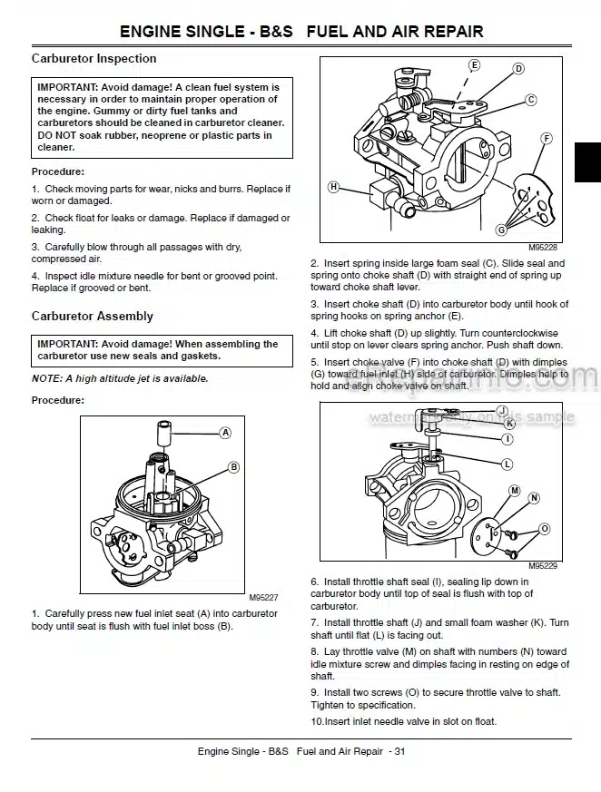 Photo 3 - John Deere 102 115 125 135 145 155C 190C Technical Manual Lawn Tractor
