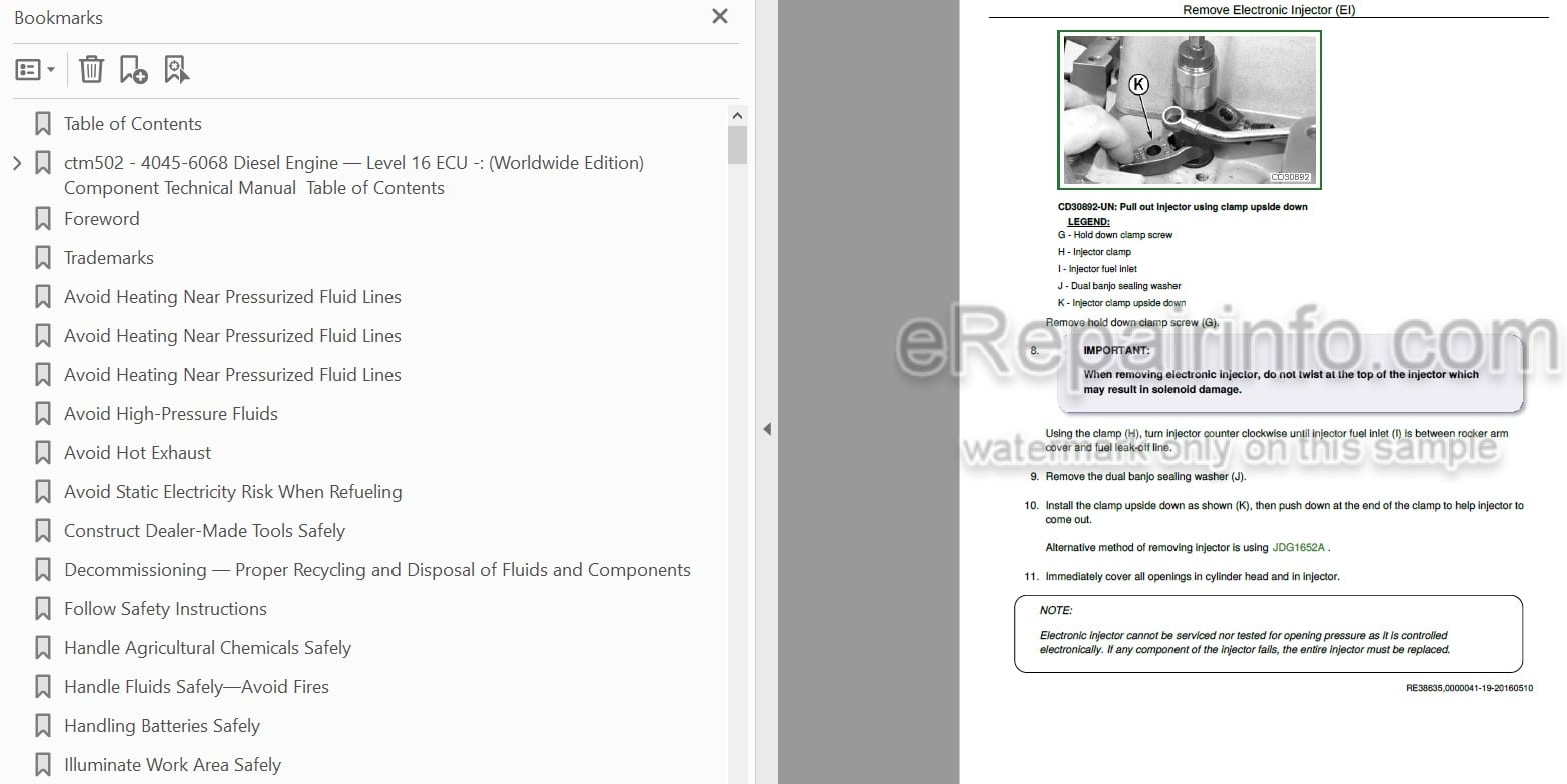 Photo 3 - John Deere 4045 6068 Components Technical Manual Diesel Engine And Electronic Fuel System Level 16 ECU