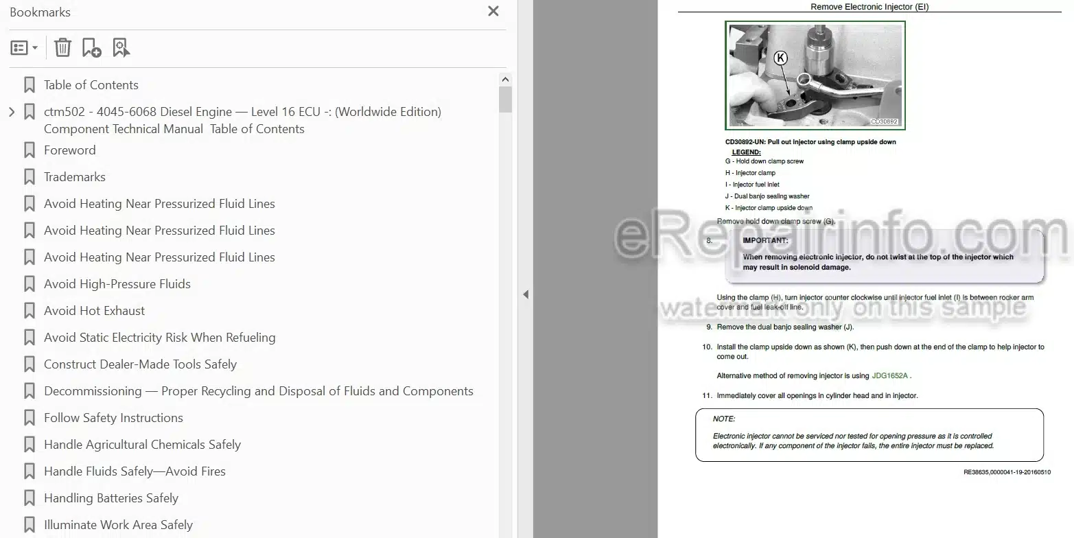 Photo 3 - John Deere 4045 6068 Components Technical Manual Diesel Engine And Electronic Fuel System Level 16 ECU