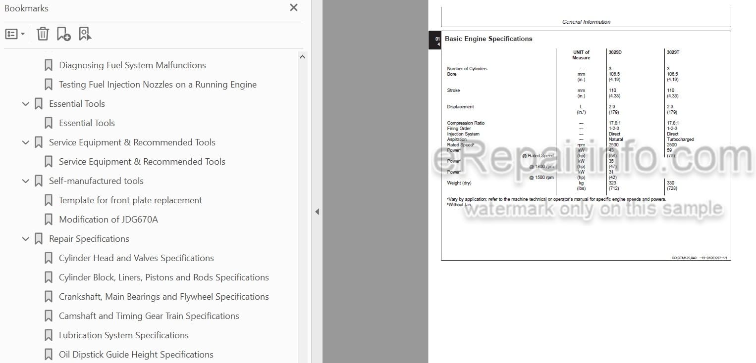 Photo 4 - John Deere Powertech 2.9 L Repair Manual Diesel Engine