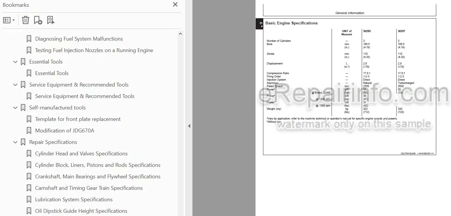 Photo 4 - John Deere Powertech 2.9 L Repair Manual Diesel Engine