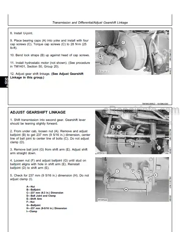 Photo 2 - John Deere Sidehill 9500 Repair Operation And Tests Manual Combine