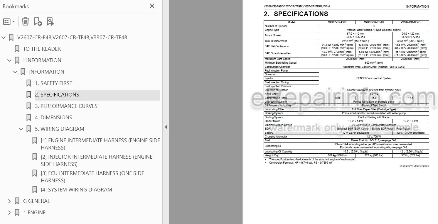 Photo 3 - Kubota V2607-CR-E4B V2607-CR-TE4B V3307-TE4B Workshop Manual Diesel Engine