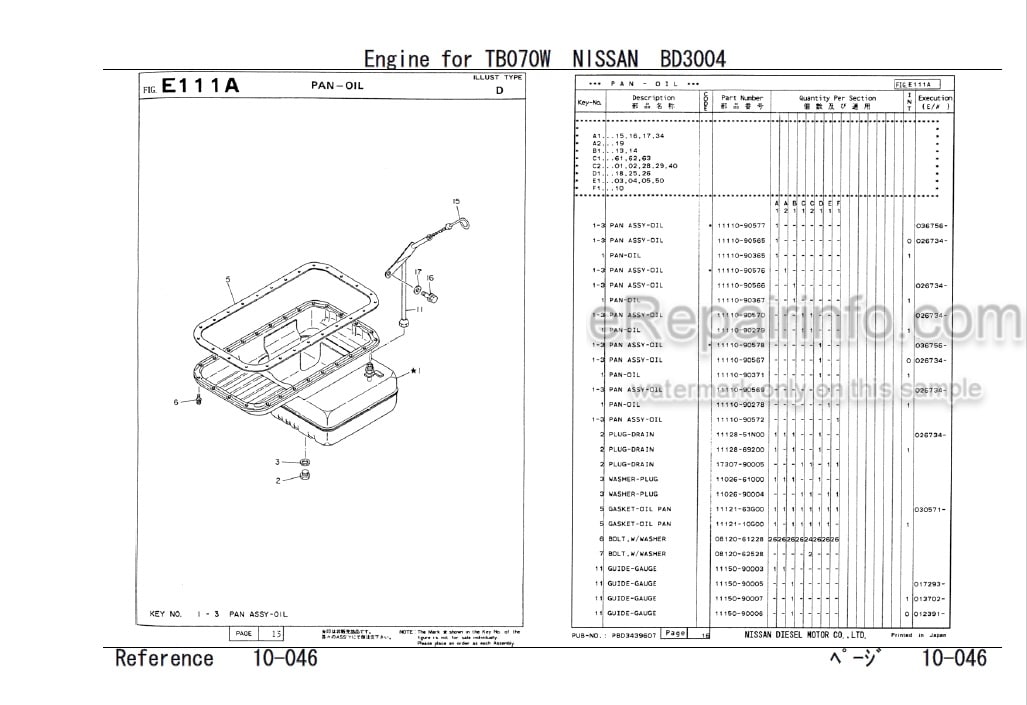 Photo 4 - Nissan BD3004 Parts Catalog Engine For Takeuchi TB070W Compact Excavator