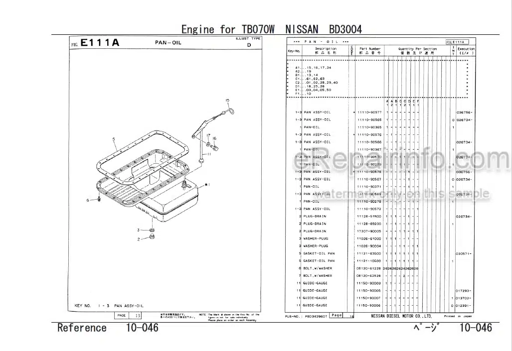Photo 4 - Nissan BD3004 Parts Catalog Engine For Takeuchi TB070W Compact Excavator
