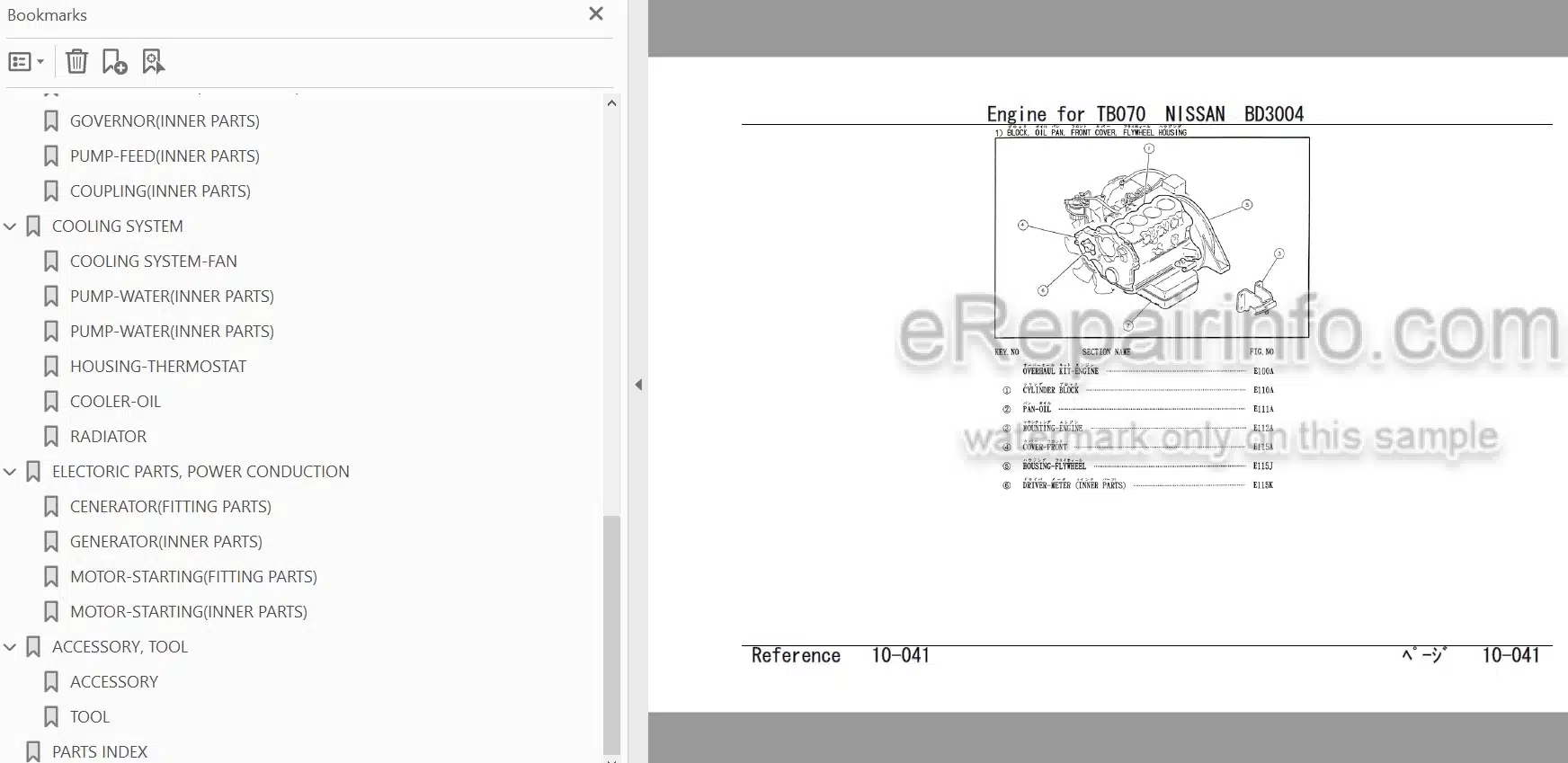 Photo 3 - Nissan BD3004 Parts Catalog Industrial Engine For Takeuchi TB070 Compact Excavator