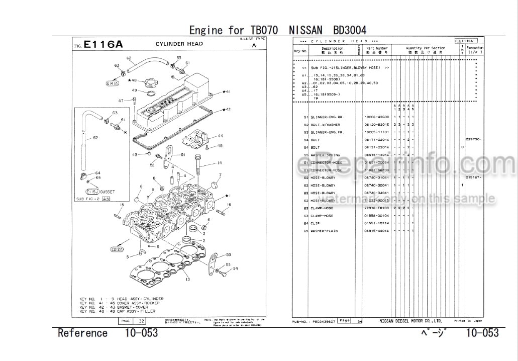 Photo 4 - Nissan BD3004 Parts Catalog Industrial Engine For Takeuchi TB070 Compact Excavator