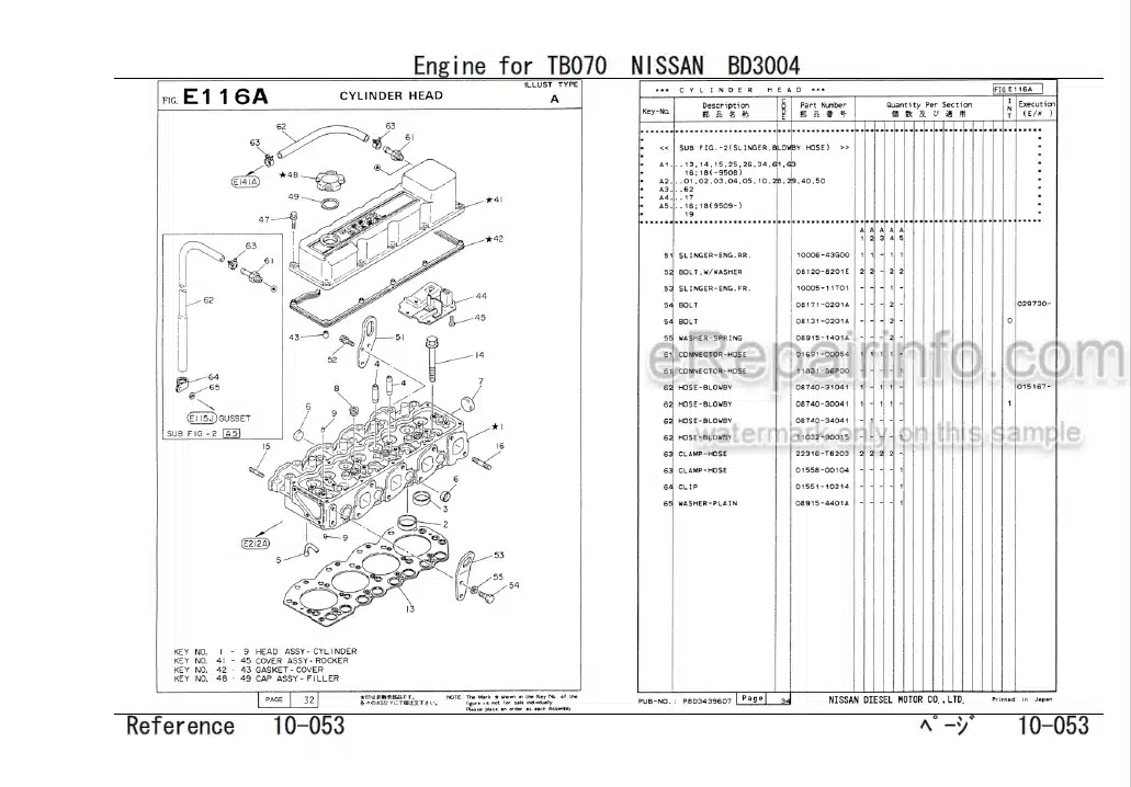 Photo 4 - Nissan BD3004 Parts Catalog Industrial Engine For Takeuchi TB070 Compact Excavator