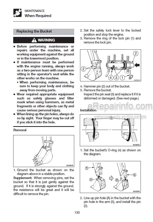 Photo 3 - Takeuchi TB014 TB016 Operators Manual Compact Excavator 114100752- 116110802-