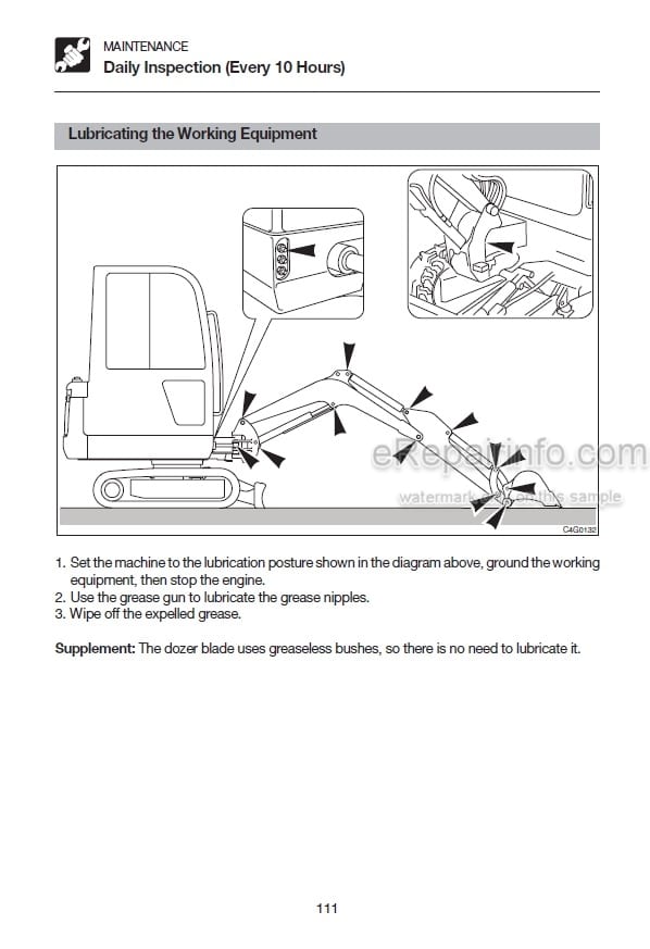 Photo 3 - Takeuchi TB014 TB016 Operators Manual Compact Excavator 114100752- 116110802-