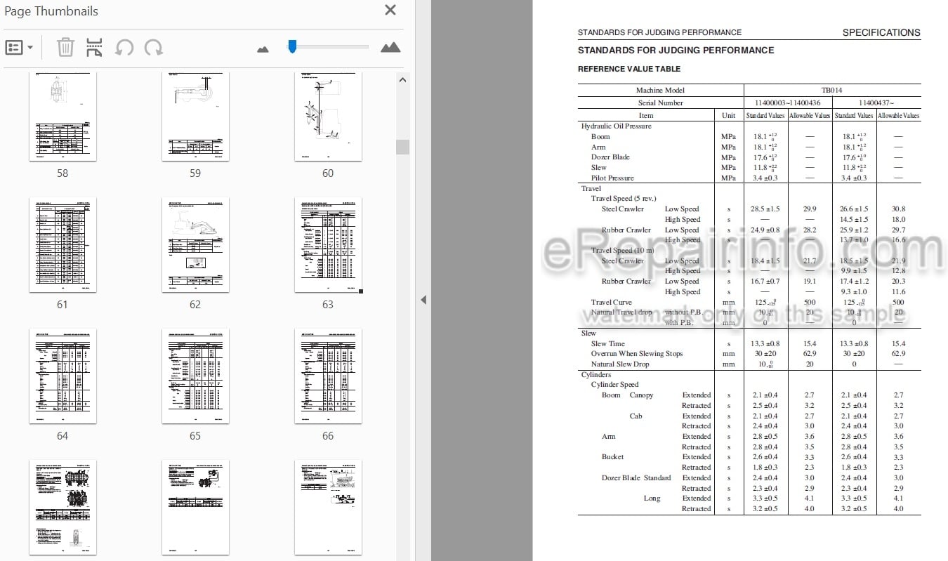 Photo 5 - Takeuchi TB014 TB016 Workshop Manual Compact Excavator 11400003- 11600003-
