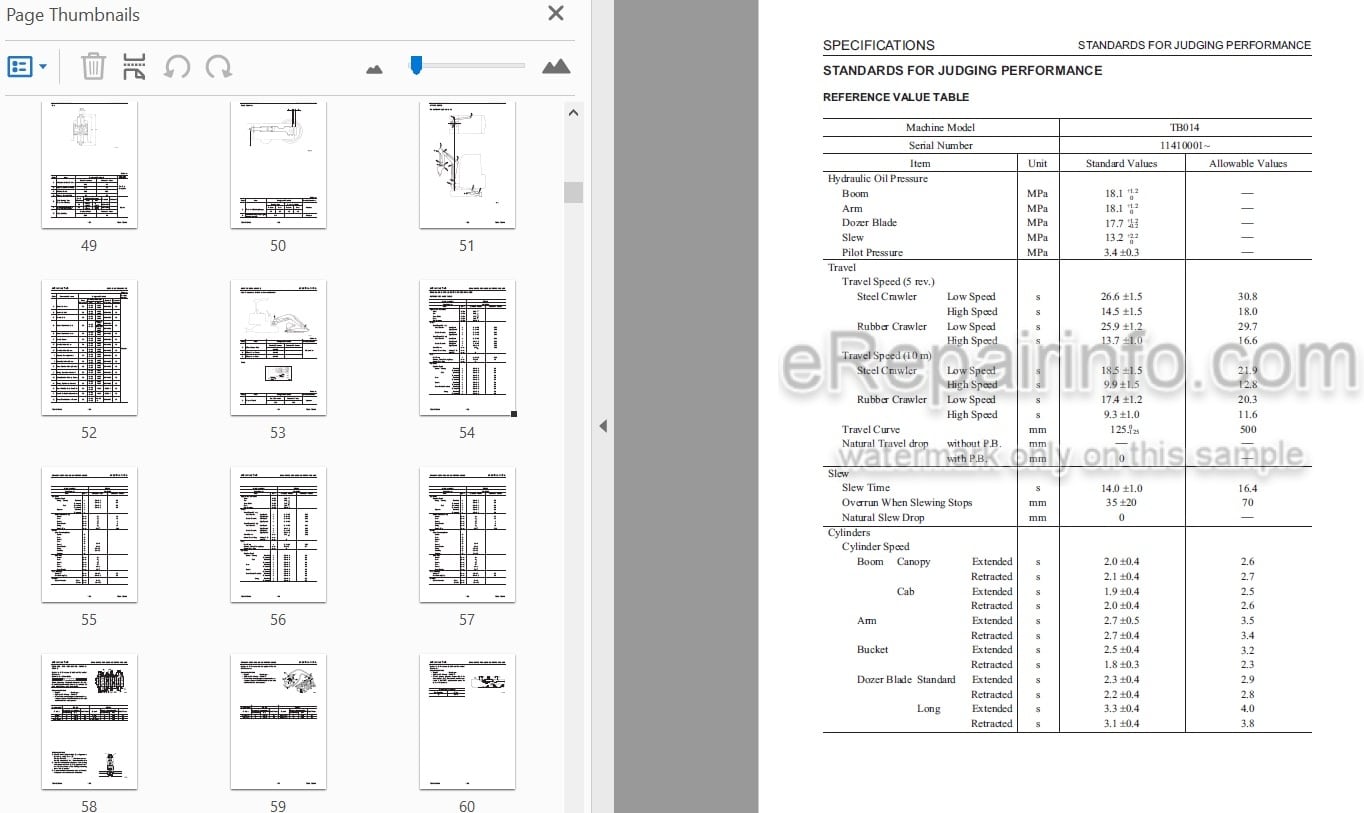 Photo 5 - Takeuchi TB014 TB016 Workshop Manual Compact Excavator 11410001- 11610001-