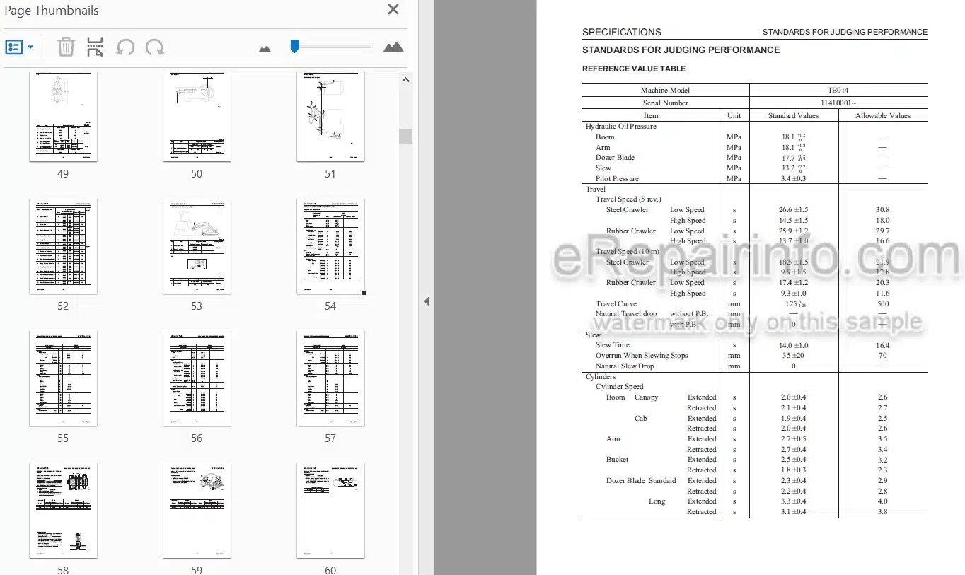 Photo 5 - Takeuchi TB014 TB016 Workshop Manual Compact Excavator 11410001- 11610001-