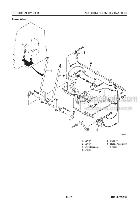 Photo 3 - Takeuchi TB014 TB016 Workshop Manual Compact Excavator 11410001- 11610001-