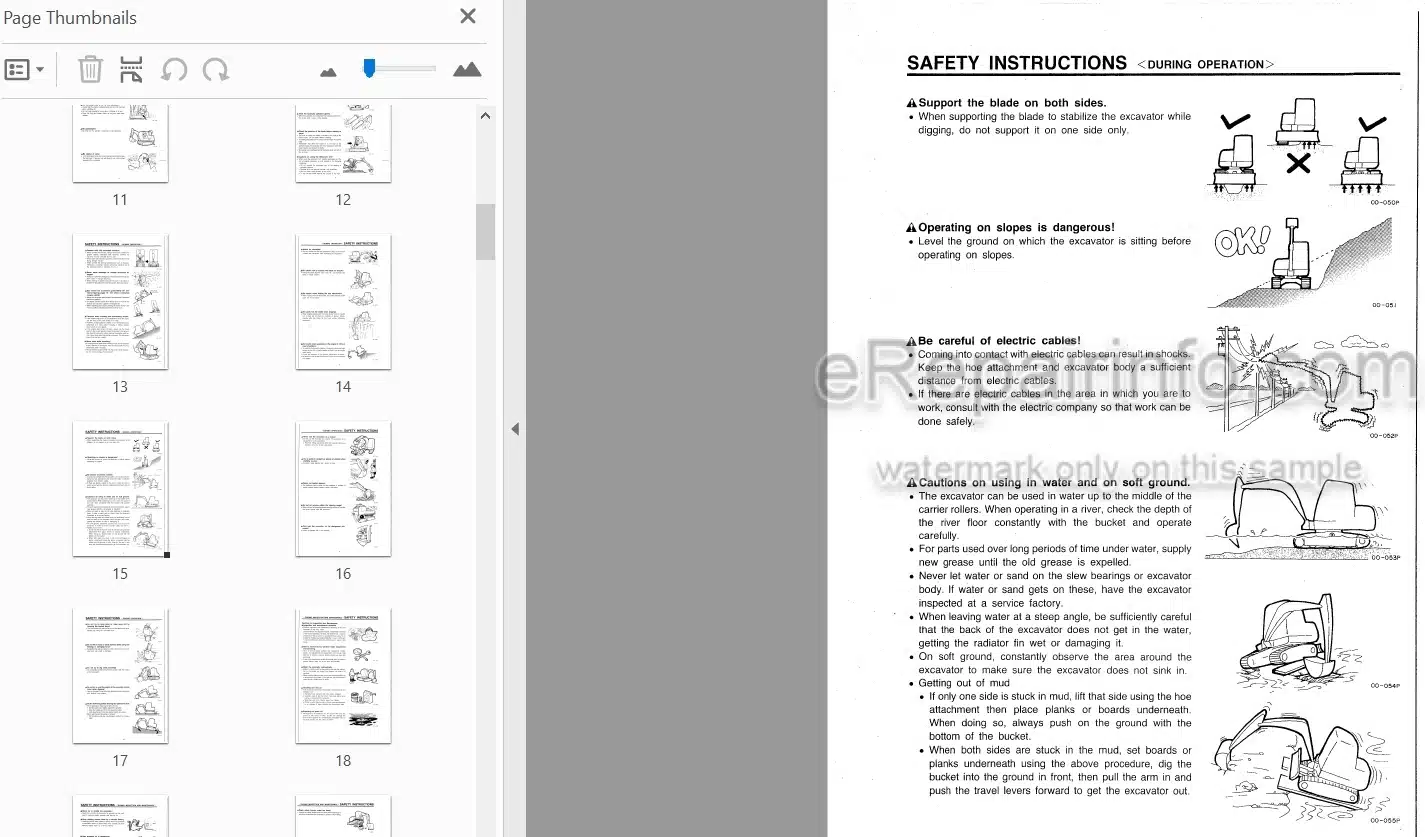 Photo 5 - Takeuchi TB015 Operators Manual Compact Excavator 1154619-