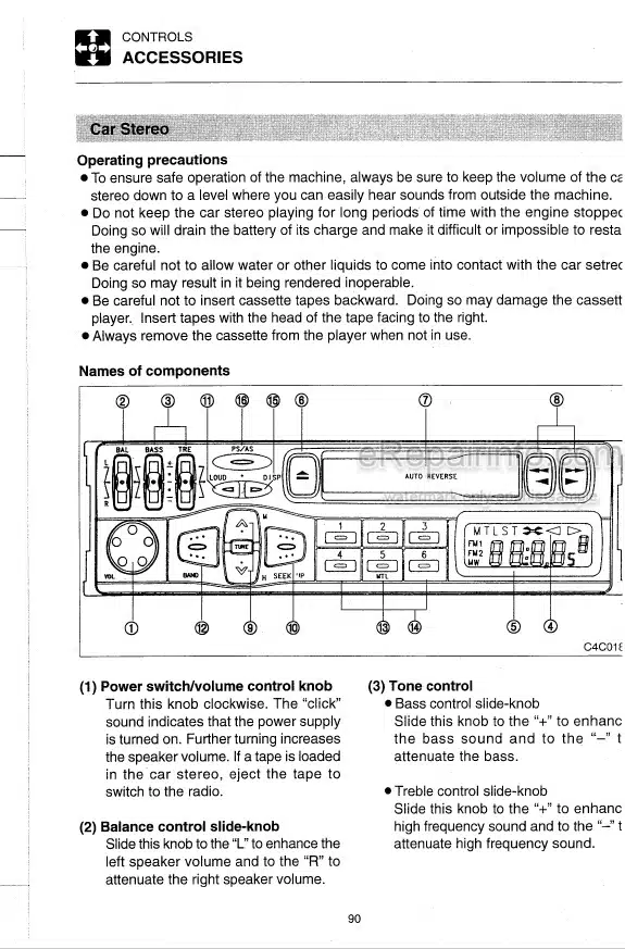 Photo 4 - Takeuchi TB015 Operators Manual Compact Excavator 1154619-