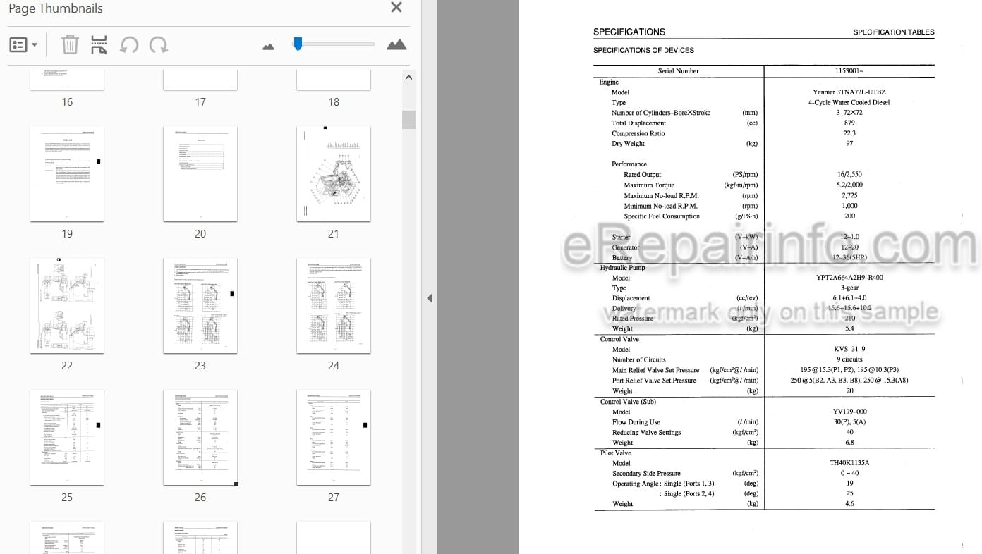 Photo 4 - Takeuchi TB015 Workshop Manual Compact Excavator 1153001-