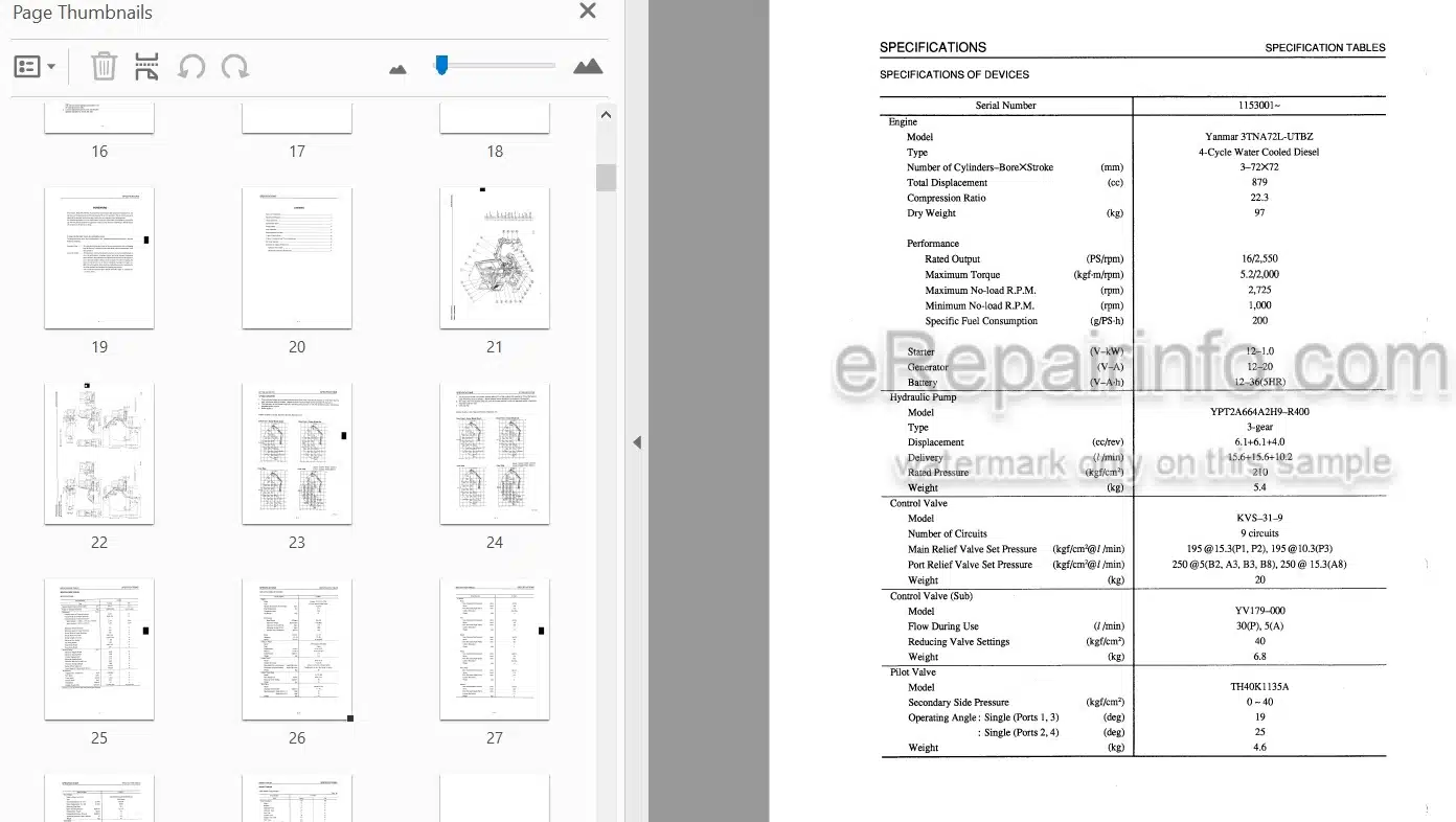 Photo 4 - Takeuchi TB015 Workshop Manual Compact Excavator 1153001-