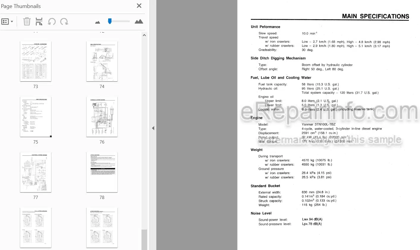 Photo 4 - Takeuchi TB045 Operators Manual Compact Excavator