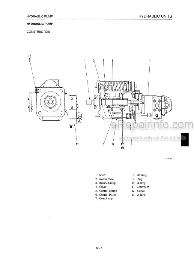 Photo 3 - Takeuchi TB070 Workshop Manual Compact Excavator 1703004-
