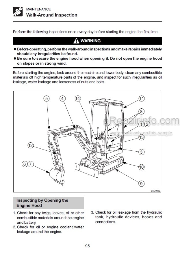 Photo 3 - Takeuchi TB108 Operators Manual Compact Excavator 10820001-