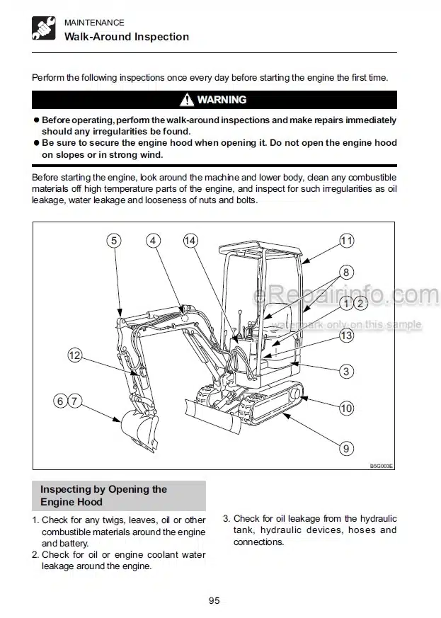 Photo 3 - Takeuchi TB108 Operators Manual Compact Excavator 10820001-