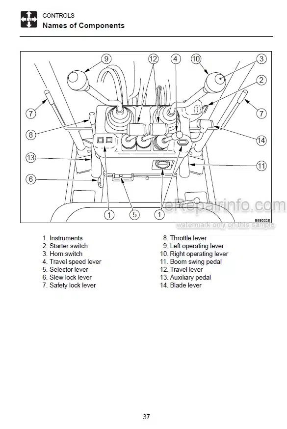 Photo 5 - Takeuchi TB108 Operators Manual Compact Excavator 108202134-