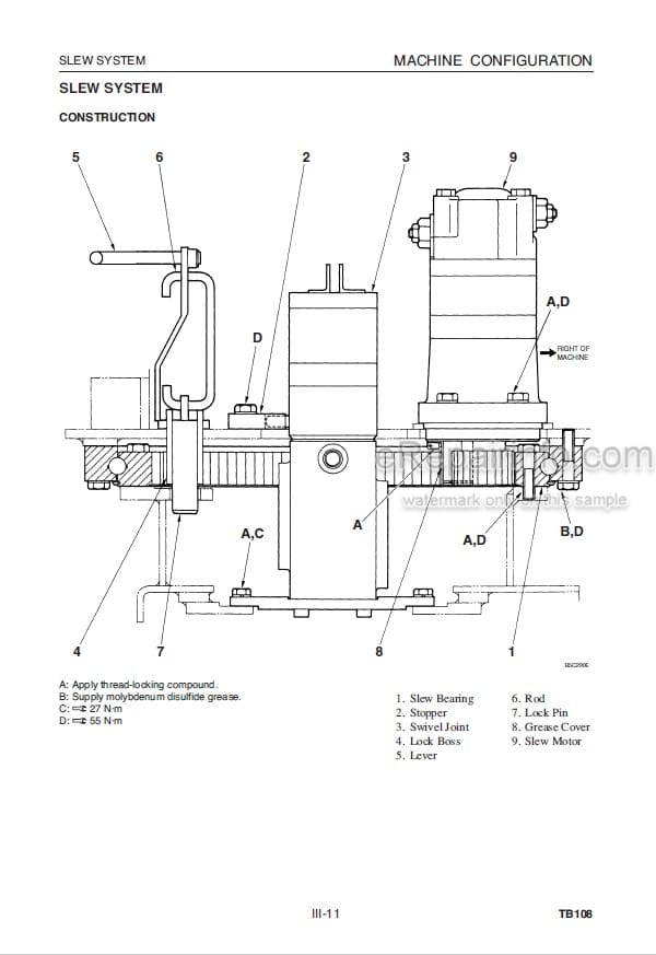 Photo 3 - Takeuchi TB108 Workshop Manual Compact Excavator 10810004-