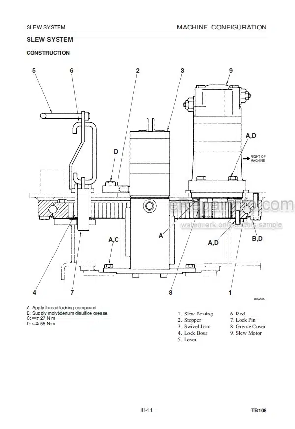 Photo 3 - Takeuchi TB108 Workshop Manual Compact Excavator 10810004-