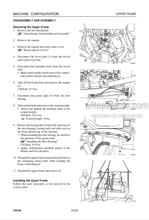 Photo 8 - Takeuchi TB070W Workshop Manual Compact Excavator 17N0004-