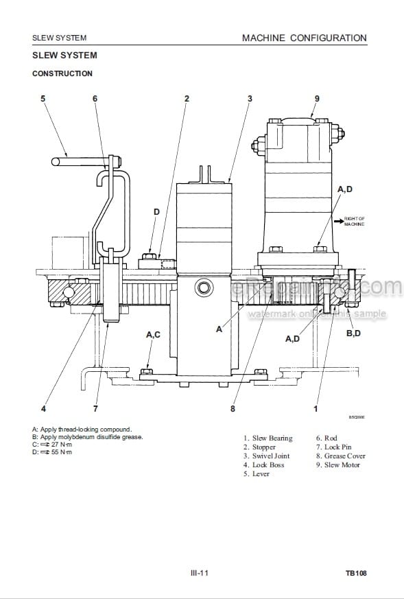 Photo 4 - Takeuchi TB108 Workshop Manual Compact Excavator 10820001-
