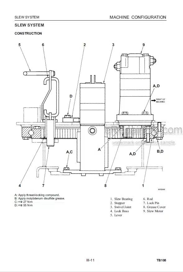 Photo 4 - Takeuchi TB108 Workshop Manual Compact Excavator 10820001-