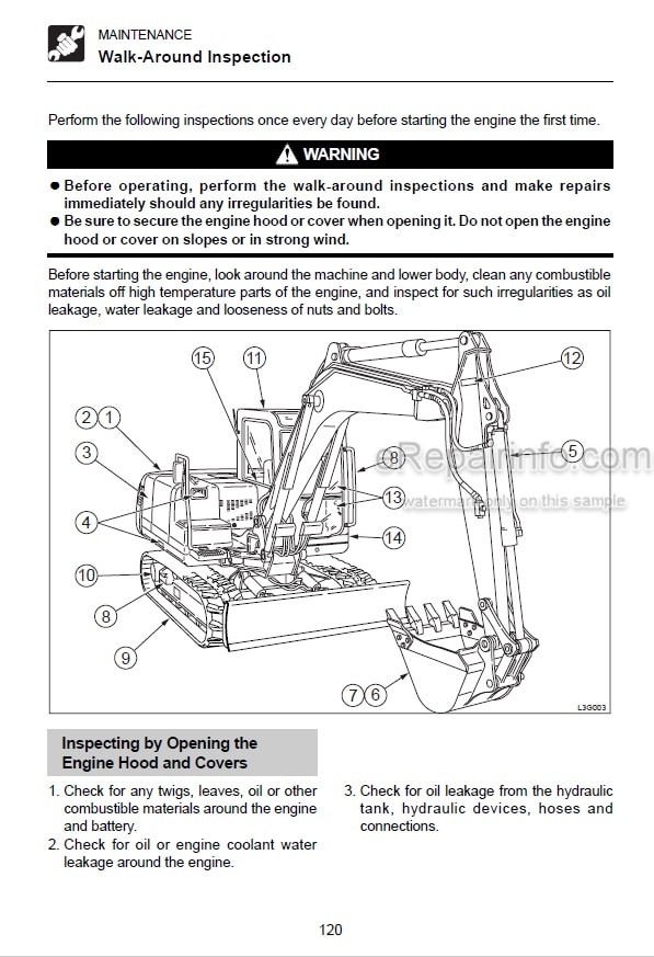Photo 3 - Takeuchi TB1140 Operators Manual Hydraulic Excavator 51400007-