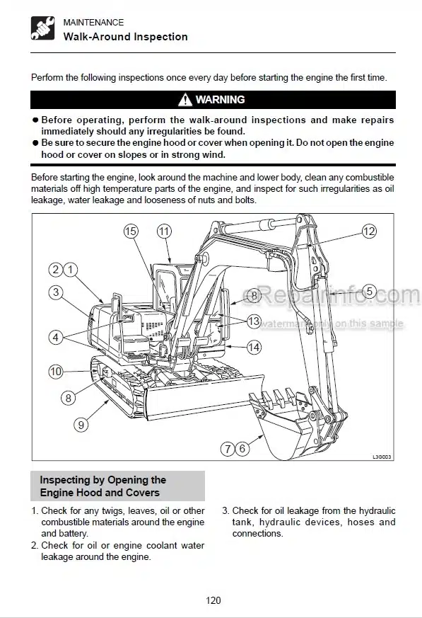 Photo 3 - Takeuchi TB1140 Operators Manual Hydraulic Excavator 51400007-
