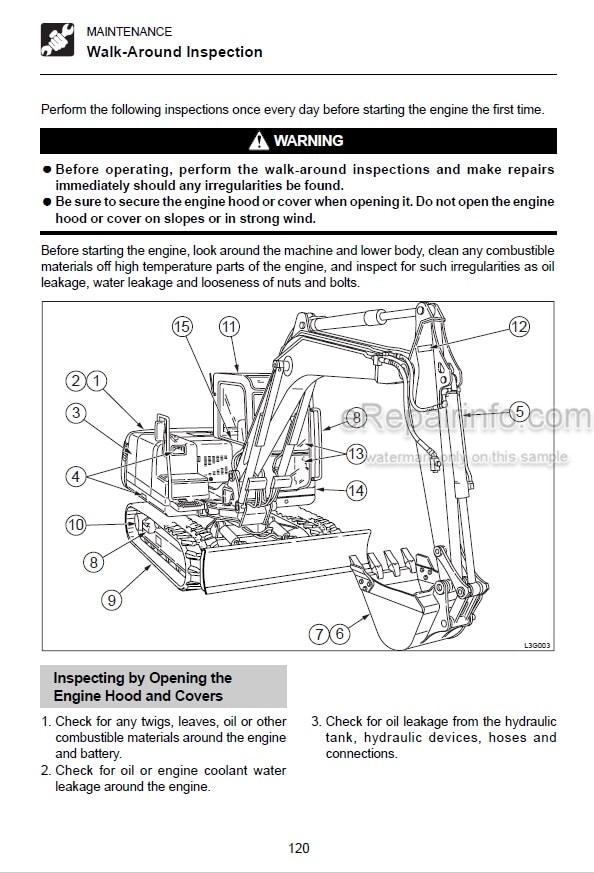 Photo 3 - Takeuchi TB1140 Operators Manual Hydraulic Excavator 51410001-