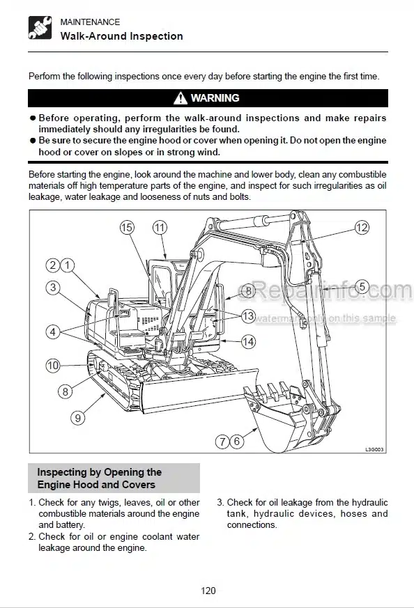 Photo 3 - Takeuchi TB1140 Operators Manual Hydraulic Excavator 51410001-