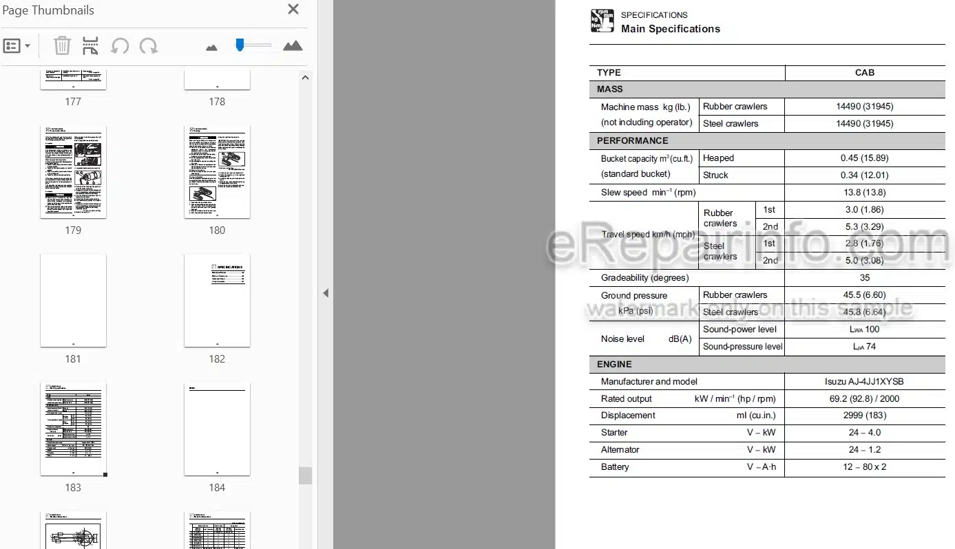 Photo 4 - Takeuchi TB1140 Operators Manual Hydraulic Excavator 51420001-