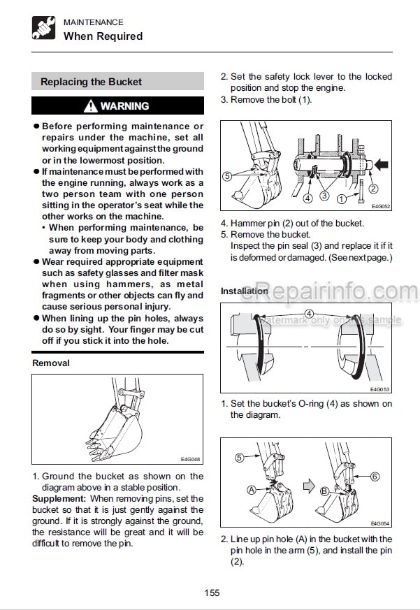 Photo 9 - Takeuchi TB1140 Operators Manual Hydraulic Excavator 51420001-