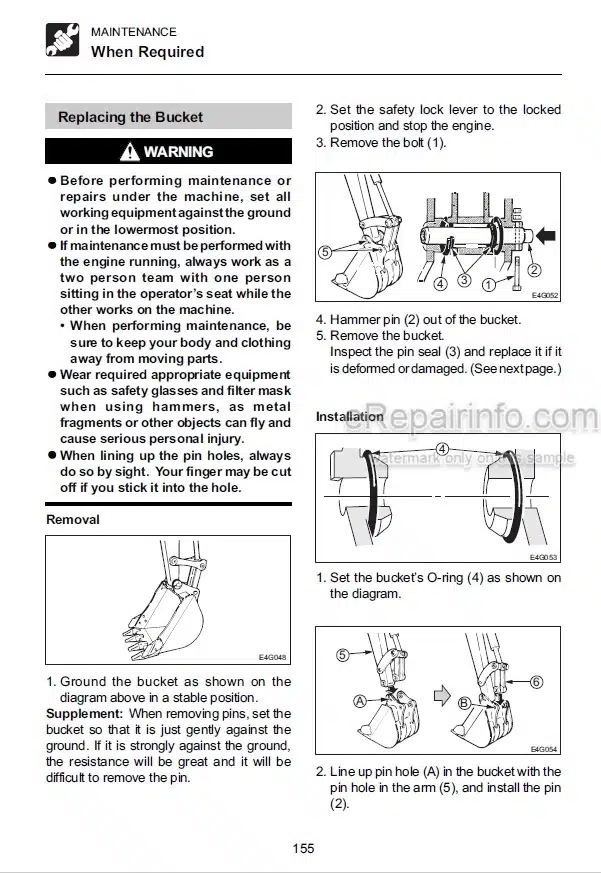 Photo 6 - Takeuchi TB1140 Operators Manual Hydraulic Excavator 514200001-