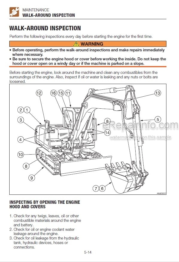 Photo 3 - Takeuchi TB1140 Operators Manual Hydraulic Excavator 514400002-