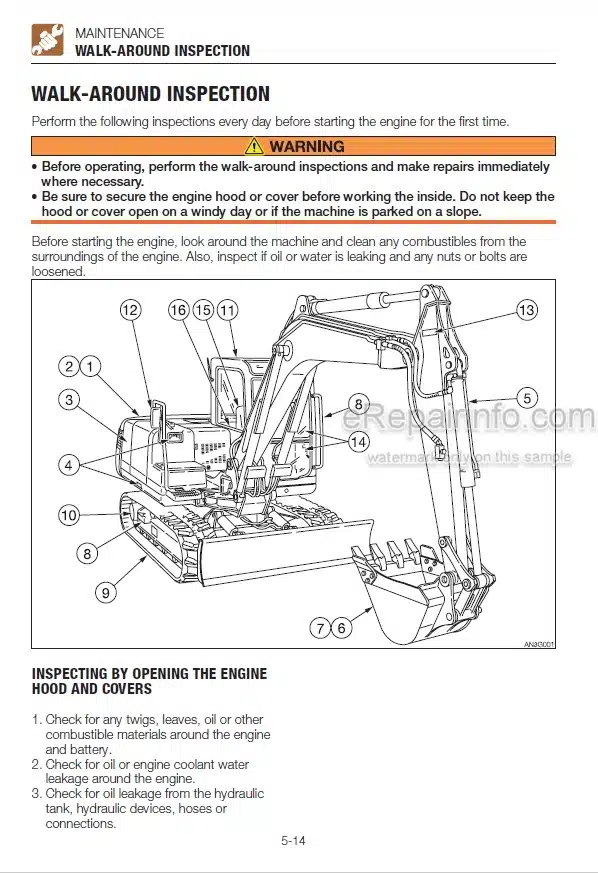 Photo 3 - Takeuchi TB1140 Operators Manual Hydraulic Excavator 514400002-