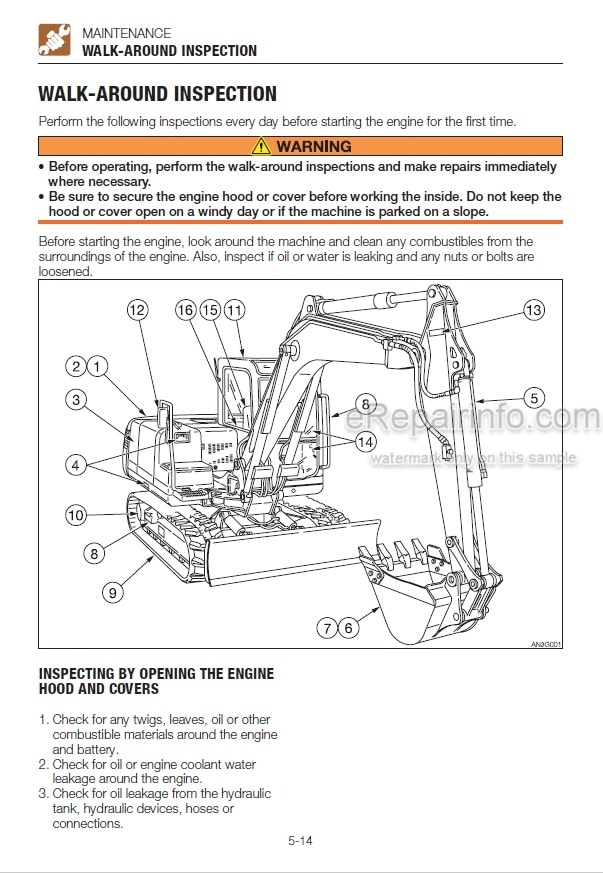 Photo 3 - Takeuchi TB1140 Series 2 Operators Manual Hydraulic Excavator 514400002-
