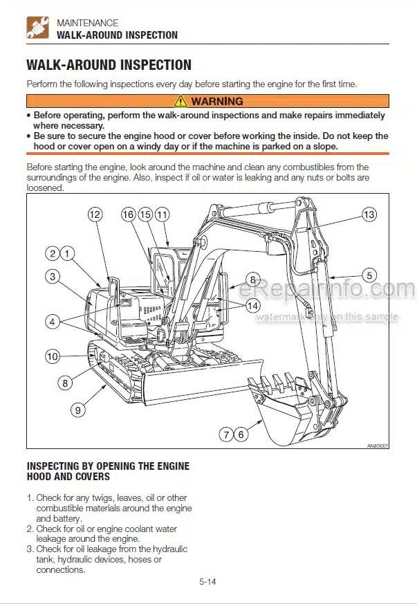 Photo 3 - Takeuchi TB1140 Series 2 Operators Manual Hydraulic Excavator 514400002-