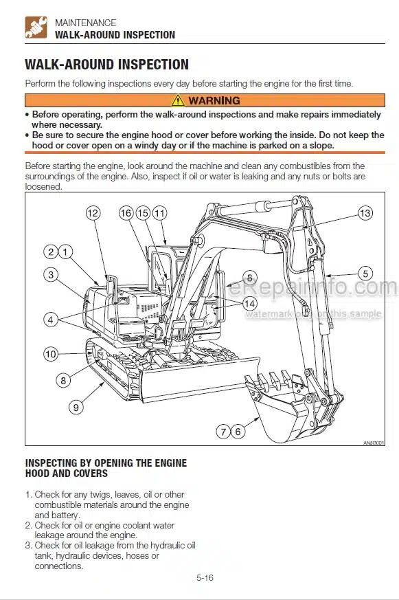 Photo 5 - Takeuchi TB1140 Series 2 Operators Manual Hydraulic Excavator 514400229-